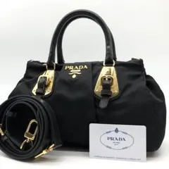 ✨美品✨プラダ ハンドバッグ 2way メタルロゴ ゴールド金具 ナイロン