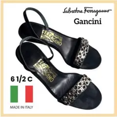 【イタリア製】美品サルヴァトーレフェラガモ ガンチーニ ストラップヒールパンプス