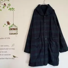 無印 良品計画/チェック柄フリースロングジャケット ポケット付き 緑 M