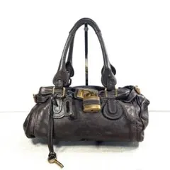 【美品】Chloe クロエ パディントン レザー ハンドバッグ 濃茶 南京錠/鍵