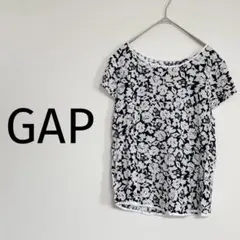 美品⭐︎GAPモノトーン 花柄 半袖ブラウス トップスのサムネイル