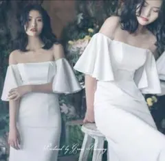 ウェディングドレス 前撮り 2次会 グレースシトラス オフショルダー