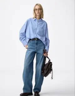 GU ドルマンスリーブシャツ　ブルー