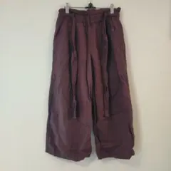 THE SHOP TK リネン混ブラウンワイドパンツ M 裏地付き ナチュラル