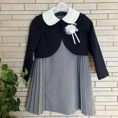 女の子 120 フォーマル 3点 セットアップ ワンピース ネイビー グレー
