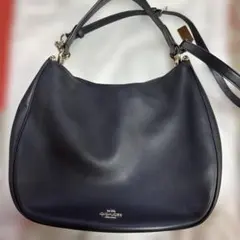 【値下げ！】COACH ネイビー レザー ハンドバッグ