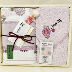 ガーゼパイル 薄紫 タオルセット ミニ耳かき付き