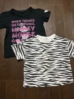 ミッキー ゼブラ柄Tシャツ 2枚セット 100cm