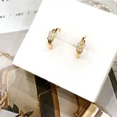 ノットデザインピアス ゴールド S925 ジルコニア 14Kコーティング