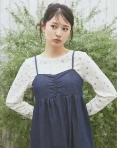 デニムバックレースアップワンピース