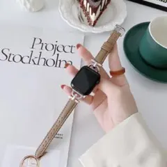 Apple Watch バンド 42/44/45mm ライトブラウン＋シルバー