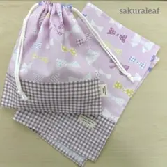 給食袋&ランチョンマット ペールピンク【リボン】ハンドメイド