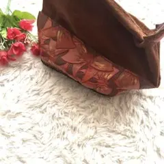 【レザー風】【リボン】【チャック付き】ブラウンバック