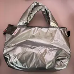 【新品】ダイソー　中綿ツーウェイトートバッグ　シルバー　タグ付き