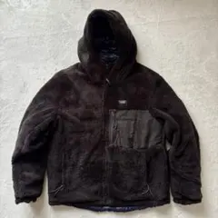 TAION 2WAY ダウン ボア リバーシブルジャケット 黒×紺 フード有 M