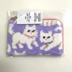 新品 フェイラー モフモフネコチャン L字ポーチ ペールパープル