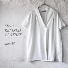 Mew's REFINED CLOTHES 半袖Vネックブラウス 白 M1521のサムネイル