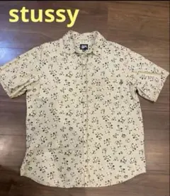 オールドステューシー正規品　メンズ半袖シャツ　紺タグ　ベージュ ドット柄 XL