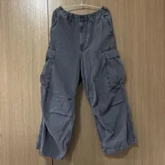 GU デニムスーパーワイドカーゴパンツ グレー M 美品 350018