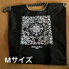 【未使用保管品】刺繍エコバッグ　 バンダナ柄　黒 Mサイズ