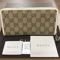 011 美品 GUCCI PVC 長財布 GGスプリーム ラウンドファスナー - メルカリ
