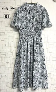 mily bilet 花柄ワンピース XL 半袖 ロング フレア ウエストゴム