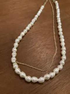 ★★値下げしました★★ホワイトパール風デザイン ゴールド色チェーン♡ネックレス