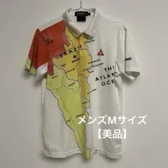 ルコック　ゴルフ　ポロシャツ　地図柄　ブラジル　白　golf プリント　　半袖