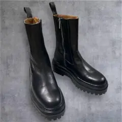ZARA ザラ トラックソール 黒レザー サイドジップブーツ 36 23cm