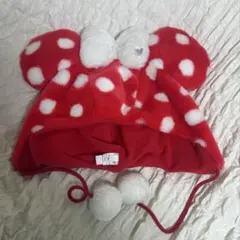 ディズニー　ミニーちゃん　ファンキャップ　ドット柄