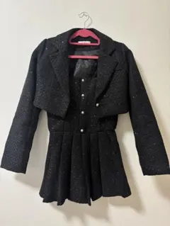【完売品】Tika 未着用 ブラックツイード ボレロ付ミニドレス Sサイズ