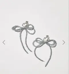 ビーズレイヤードリボンイヤリング リボン型イヤリングAMERICAN HOLIC