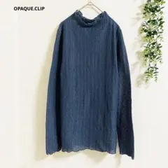 オペークドットクリップ カットソー トップス M 紺　薄手　大人可愛い　重ね着のサムネイル