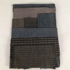 No5806 古布　ハギレセット　8枚入　木綿　絣　格子　縞模様　藍染　送料無料
