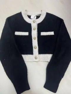 H&M バイカラー ニットカーディガン