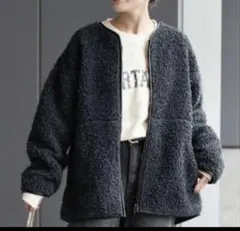 ボア ノーカラージャケット