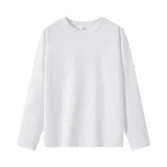 ロンT 長袖白Tシャツ 110cm 綿100％ 体育 体操服 子供 キッズ 大人