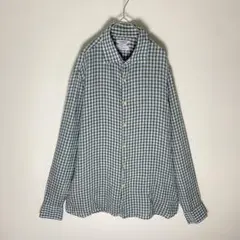 J.LINDEBERG リネンシャツ XL〜2XL相当 チェック 総柄 麻100のサムネイル
