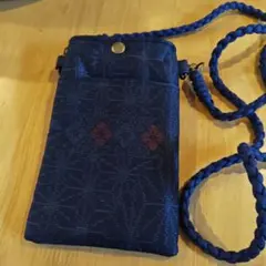 大島紬　ハンドメイド スマホショルダーバッグ