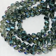bk886/SALE！ガラスビーズ◇多面カット　クリアグリーン系　2連