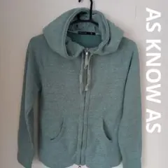 アズノーアズ スウェットフルジップパーカー くすみミントグリーン 秋コーデ