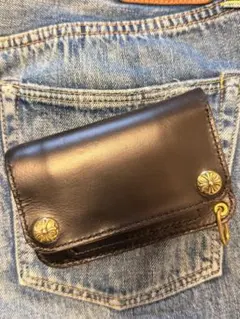 トラッカーウォレット セミミドルサイズ シルバー925フラワーコンチョ