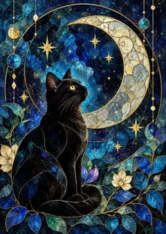 美しい✨黒猫と月のアートパネル インテリア