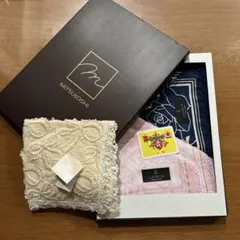 JILL STUART 刺繍ハンカチ、LANVINハンカチ２枚ギフトボックス入り