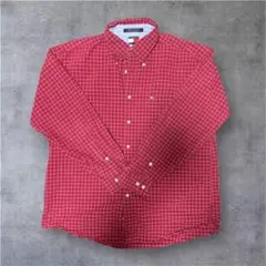 90s TOMMY HILFIGER 赤 チェック柄 長袖シャツ