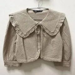 ZARA ギンガムチェックシャツ　ピーターパン襟