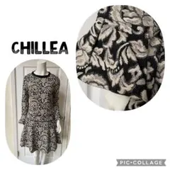 chillea. キリアクラッシック柄ラウンドネックエレガントなワンピースのサムネイル