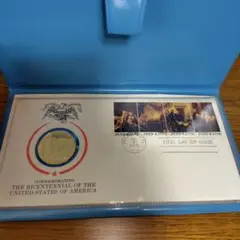 アメリカ合衆国建国200周年特別記念セット、消印切手と純銀メダル付き フランクリンミント アメリカ合衆国建国200周年特別記念セットの