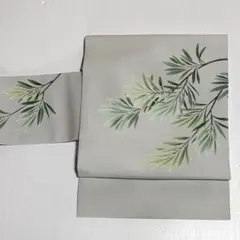 開き名古屋帯 結城紬 正絹 水色 カモメ 中古 手描友禅 yzk1010 - メルカリ