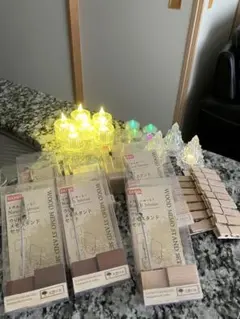 結婚式ウェルカムスペースアイテム（ウッドメモスタンド、ライト、クリップ）美品